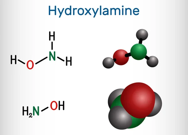 Hidroxilamina Molécula Nh2Oh Compuesto Inorgánico Utilizado Síntesis Orgánica Como Agente — Vector de stock