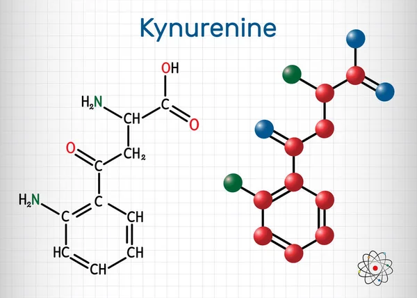 Kynurenine Kynurenine Molécula C10H12O3N2 Metabolito Del Aminoácido Triptófano Utilizado Producción — Vector de stock
