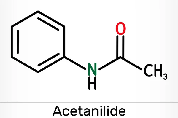Acetanilide C8H9No Drug Molecule 它有镇痛和退热作用 骨骼化学配方 说明1 — 图库照片