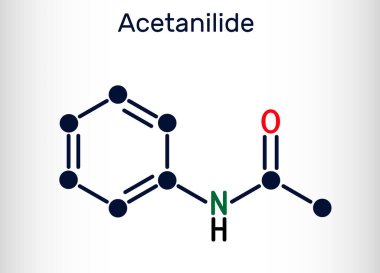 Acetanilide, C8h9no, ilaç molekülü. Ağrı kesici ve ateş düşürücü özellikleri var. Yapısal kimyasal formül. Vektör illüstrasyonu
