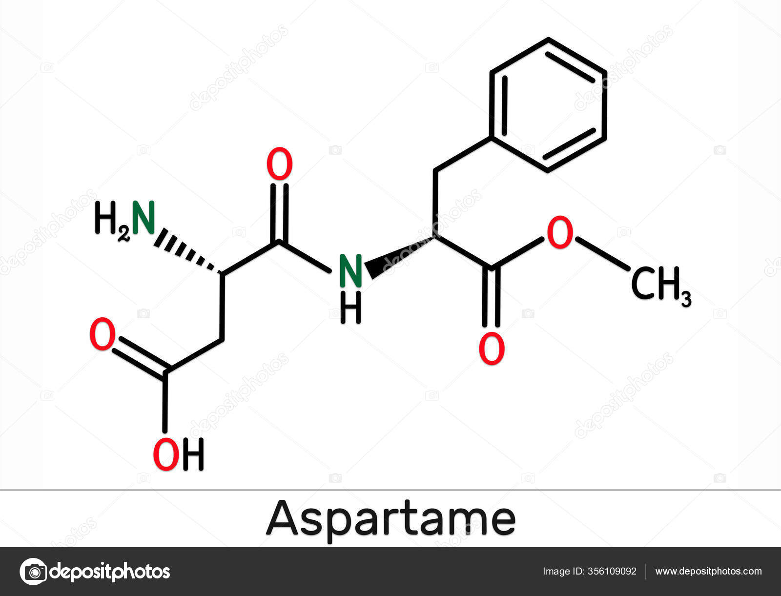 Aspartame Apm Molecule Sugar Substitute E951 Skeletal Chemical Formula
