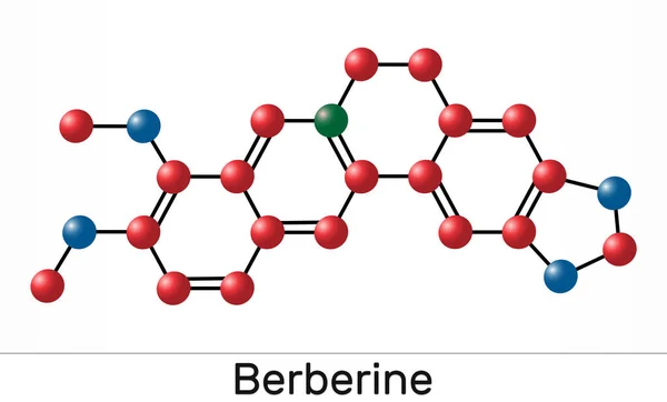 Berberin C20H18NO4, bitkisel alkaloid molekülü. Molekül modeli. Görüntü