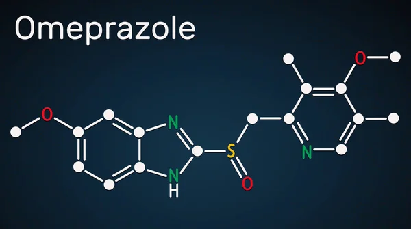 Omeprazol Molécula C17H19N3O3S Utiliza Para Tratar Trastornos Relacionados Con Ácido — Foto de Stock