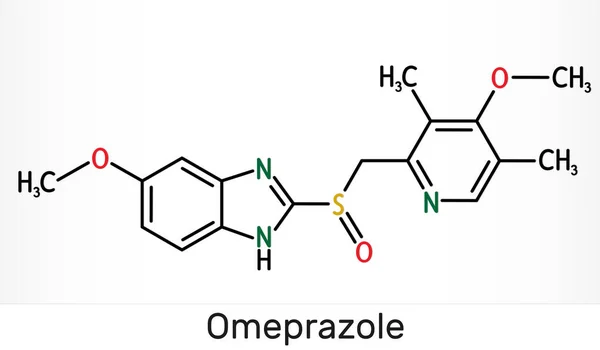 Omeprazol Molécula C17H19N3O3S Utiliza Para Tratar Trastornos Relacionados Con Ácido — Foto de Stock