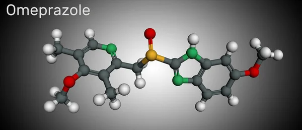 Omeprazole Molécule C17H19N3O3S Est Utilisé Pour Traiter Les Troubles Liés — Photo