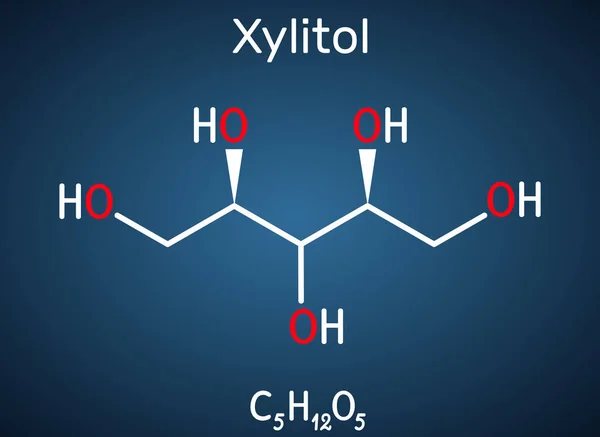 Ксилитол Молекула C5H12O5 Полиспирт Сахарный Спирт Алдитол Используется Качестве Пищевой — стоковый вектор