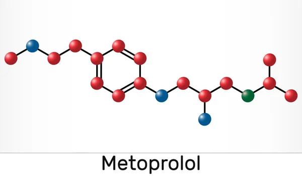 Metoprolol C15H25No3 Molecuul Het Wordt Gebruikt Bij Behandeling Van Hypertensie — Stockfoto