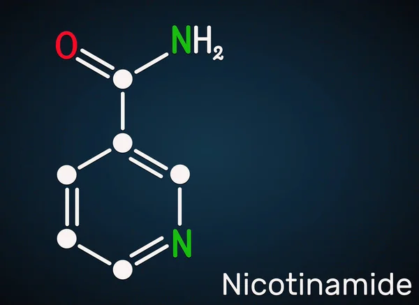 Nicotinamida Nam Molécula C6H6N2O Vitamina Que Encuentra Los Alimentos Utilizada — Foto de Stock