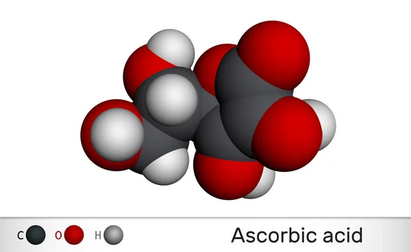 Ascorbic Asit Vitamini C6H8O6 Molekülü Besin Katkı Maddesi E300 Moleküler — Stok fotoğraf