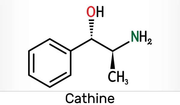 Cathine Norpseudoefedrin Molekula C9H13No Alkaloid Psychoaktivní Lék Stimulačními Vlastnostmi Nachází — Stock fotografie