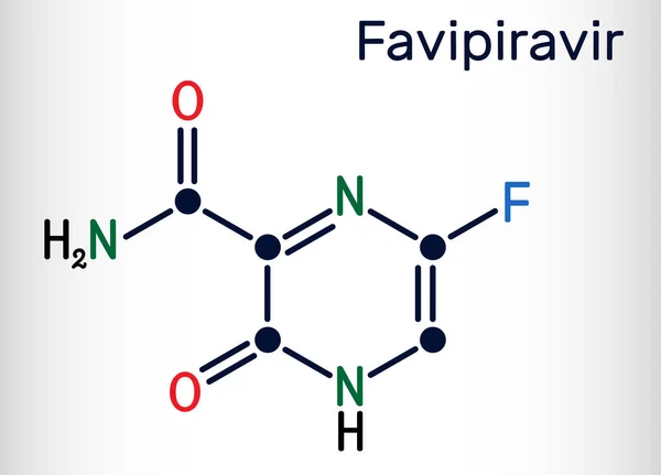 Favipiravir Molécula C5H4Fn3O2 Medicamento Antiviral Tiene Actividad Contra Virus Arn — Vector de stock