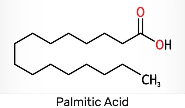 棕榈酸或十六烷酸 C16H32O2分子 它是饱和脂肪酸 骨骼化学配方 说明1 — 图库照片