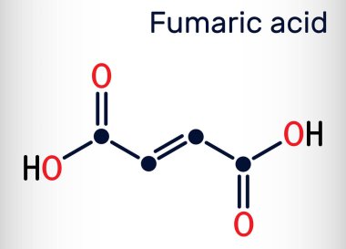 Fümerik asit, C4H4O4, molekül. Doymamış dikarboksilik asit, gıda katkı maddesi E297. İskelet kimyasal formülü. Vektör illüstrasyonu