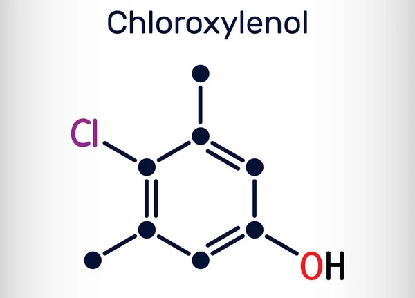 Cloroxilenol Molécula Pcmx C8H9Clo Antiséptico Desinfectante Para Desinfección Piel Los — Vector de stock