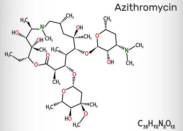 Azitromicina Molécula Antibiótico Macrólido Ombinación Azitromicina Medicamento Antipalúdico Hidroxicloroquina Usa — Vector de stock