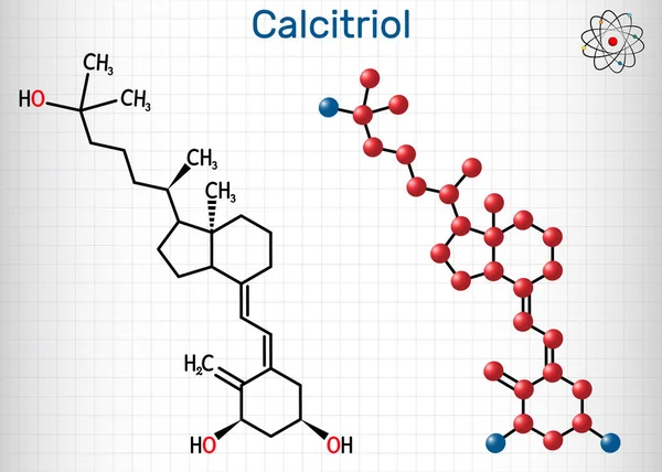 Calcitriol Vitamina Molécula C27H44O3 Hidroxicalciol Miembro Las Vitaminas Triol Fórmula — Vector de stock