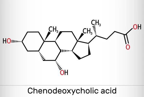 Chenodeoksikolik Asit Cdca Chenocholic Asit C24H40O4 Molekülü Doğal Olarak Vücutta — Stok Vektör
