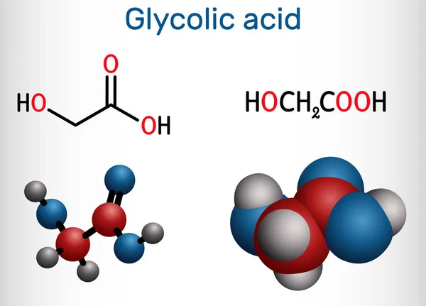 Glykolsäure Hydroessig Oder Hydroxyessigsäure C2H4O3 Molekül Ist Alpha Hydroxysäure Aha — Stockvektor