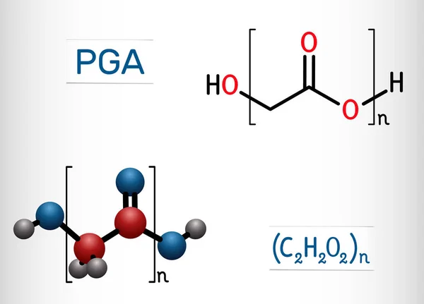 Poliglicolido Ácido Poliglicólico Molécula Pga Polímero Termoplástico Biodegradable Fórmula Química — Archivo Imágenes Vectoriales