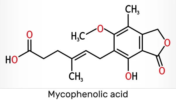 Kwas Mykofenolowy Mpa Mykofenolan Cząsteczka C17H20O6 Jest Lekiem Immunosupresyjnym Silnym — Zdjęcie stockowe