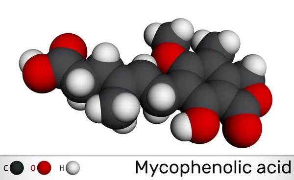 Acido Micofenolico Mpa Micofenolato Molecola C17H20O6 Farmaco Immunosoppressore Potente Proliferativo — Foto Stock