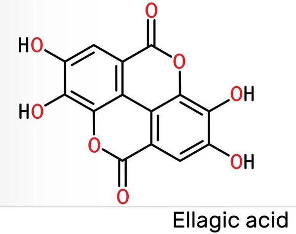 胶原酸 C14H6O8分子 它是天然酚抗氧化剂 膳食补充剂 骨骼化学配方 说明1 — 图库照片