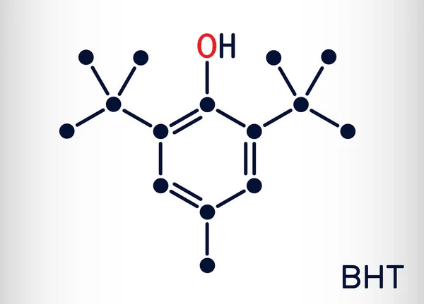 Butylated Hydroxytoluene Bht Dibutylhydroxytoluene Molecule Lipophilic Organic Compound Antioxidant Food — Stock Vector