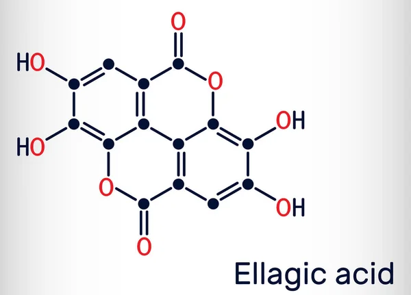 Acido Ellagico Molecola C14H6O8 Antiossidante Naturale Del Fenolo Integratore Alimentare — Vettoriale Stock