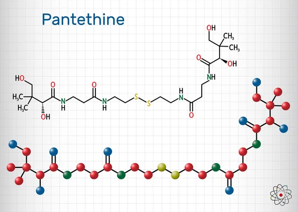 Pantetina Enzima Pantetina Molécula Bis Pantetina Forma Dimérica Pantetheine Suplemento — Vector de stock