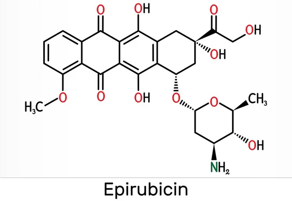 Molécula Epirrubicina Fármaco Antraciclina Para Quimioterapia Fórmula Química Esquelética Ilustración — Foto de Stock