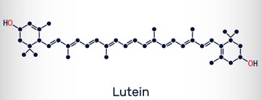 Lutein, xanthophyll molekülü. Bir tür karotenoid, gıda katkı maddesi E161b. Yapısal kimyasal formül. Vektör illüstrasyonu