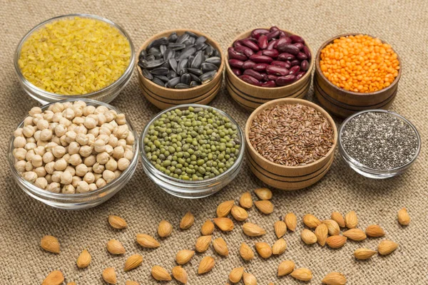 Legume, grain, groats, tohum kaynaklı sebze yağı, protein 