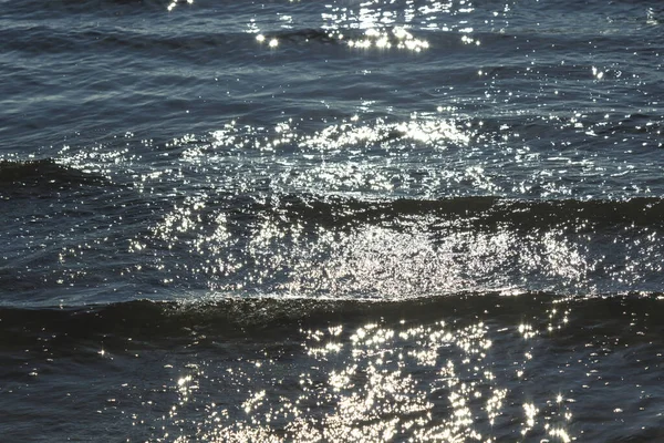 Zonsondergang Blauwe Zee Zonnevlek Het Water Sluit Maar Milieu Natuurlijke — Stockfoto