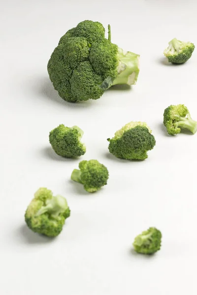 Produk Alkali Broccoli Makanan Vegetarian Pemandangan Bagus Latar Belakang Putih — Stok Foto