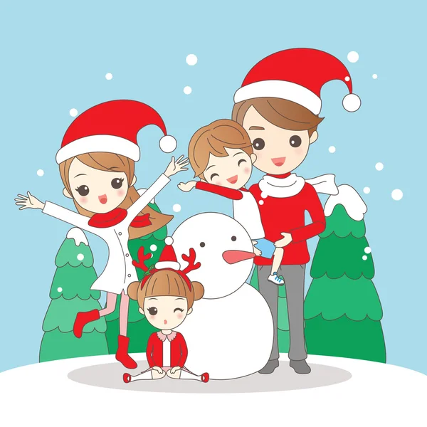 Χριστουγεννιάτικα κινούμενα σχέδια οικογένεια — Διανυσματικό Αρχείο