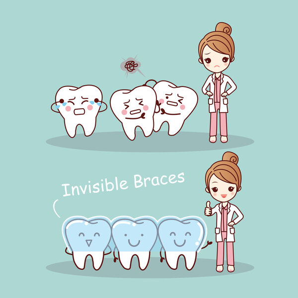 cute cartoon tooth invisible braces 