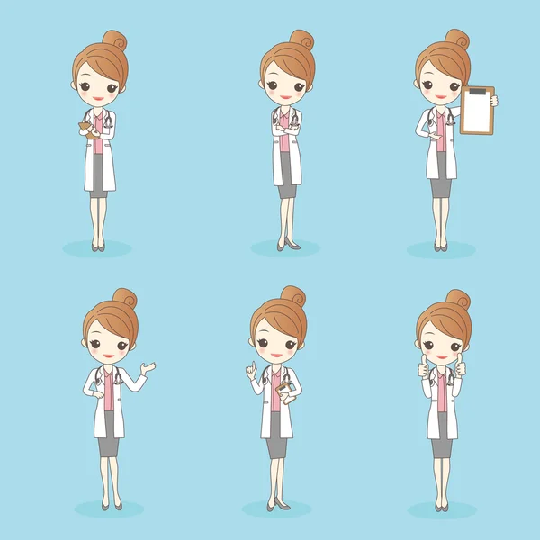 Dibujos animados belleza mujer médico — Vector de stock