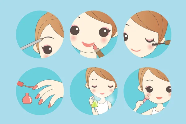 Cartoon vrouw make-up — Stockvector