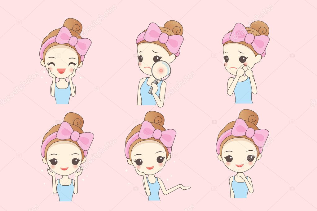 Cartoon skin care woman Stock Vector Image by ©etoileark #126748756
