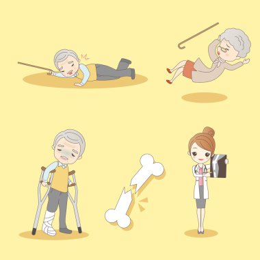 cartoon old people fracture clipart
