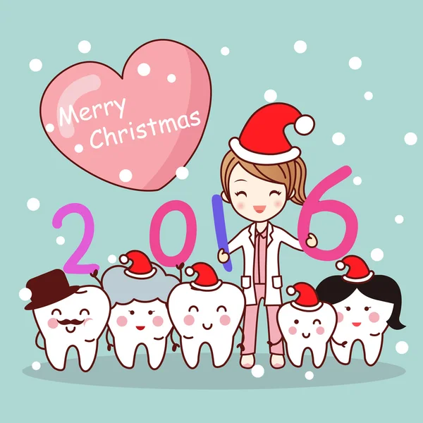 Dentysta Boże Narodzenie z rodziną zęba — Wektor stockowy