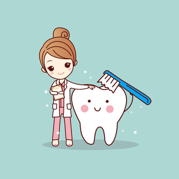 woman dentist brush clean teeth