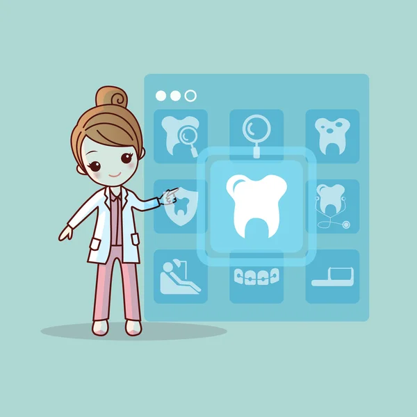 Desenho animado dentista ícone toque médico — Vetor de Stock