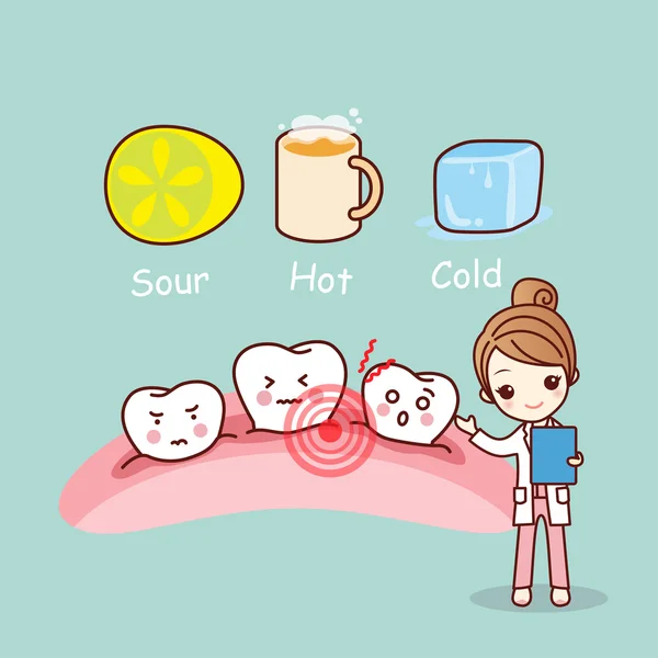 Cute cartoon sensitive tooth — Stock Vector