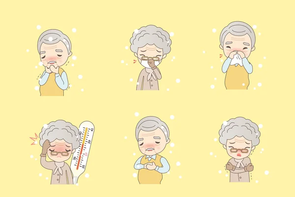 Cartoon old people catch cold — Stock Illustration Cartoon old people catch cold Stock Illustration