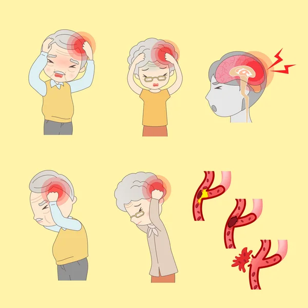 Старі люди мають головний біль — стоковий вектор