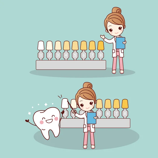 Happy cartoon tand en tandarts — Stockvector