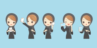 çizgi film Arap kadın kullanım telefon