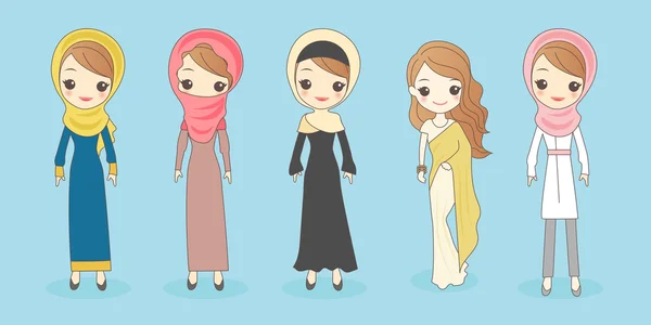 Arab woman wear different clothes — Stock vektor