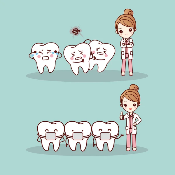 Söta tecknade tand hängslen — Stock vektor